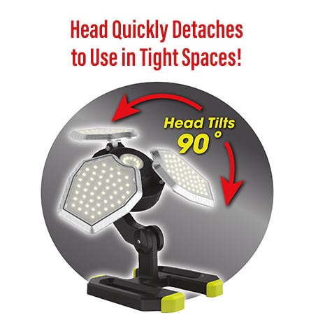 Head quickly detaches to use in tight spaces